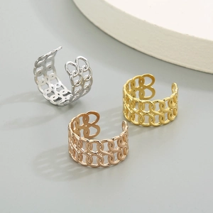 Bagues ouvertes à texture de chaîne en or, argent et or rose pour femmes