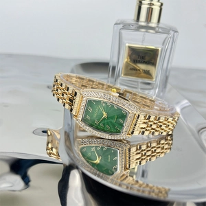 Women Quartz Watch Tonneau Shape Rhinestone Bezel Alloy Chain Strap Arabic Numerals Elegant Fashion Wristwatch For Ladies