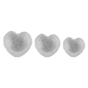 Set of three translucent heart silicone molds in small, medium, and large sizes