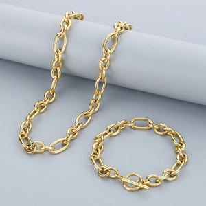 Poliertes Set aus 304 Edelstahl O-Kette in Gold mit elegantem OT-Knebelverschluss