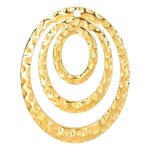 Golden 18k plated oval pendant with hammer texture finish for DIY necklace jewelry