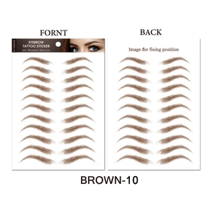 Waterproof 6D brown eyebrow tattoo stickers showing both front and back views