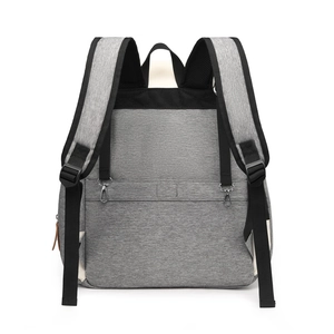 Grey large capacity diaper backpack with padded breathable mesh shoulder straps