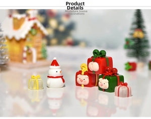 Detail view of mini Christmas resin snowman and cute piggy gift box ornaments for micro landscapes