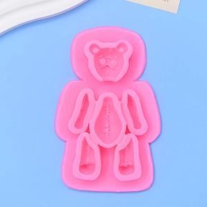 Pink silicone cartoon bear mold for DIY cake baking and creative chocolate decorations