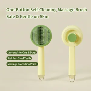 Brosse De Toilettage Pour Animaux Autonettoyante En Acier Inoxydable Outil De Massage Pour Chat Chien Éliminateur De Poils Portable