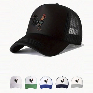 Rooster Print Trucker Hat Mesh Breathable Adjustable Sun Protection Baseball Cap Outdoor Casual Headwear For Men