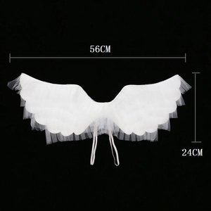 White mesh and feather angel wings costume set for Halloween party 56x24CM