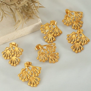 Stainless Steel Pine Branch Stud Earrings Artistic Tree Branch Twig Jewelry For Women Minimalist Nature Inspired Gold Silver