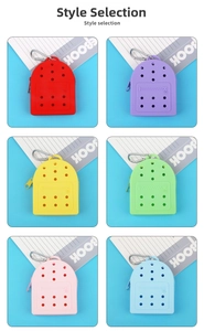 Mini silicone coin purses in six vibrant colors with zippers and metal carabiners