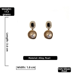 Détails de boucles d'oreilles perles vintage avec tiges en argent 925 et mesures