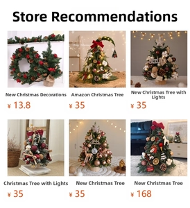 Collage di vari mini alberi di Natale e ghirlande festose.