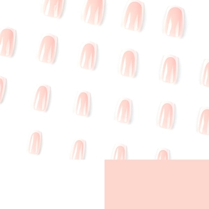 Minimalist white French press-on nails in medium-short squoval shape on white background