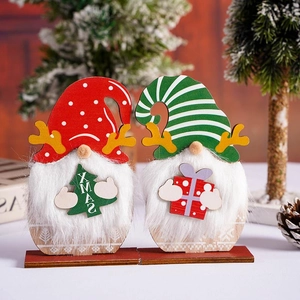 Bezaubernde Weihnachtsgnome aus Holz mit Plüschbart und XMAS-Baumschild Dekoration