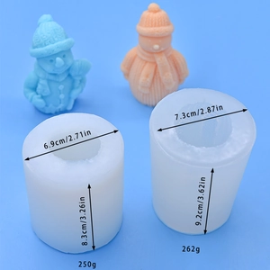 Silicone snowman candle molds in two sizes for DIY resin and baking crafts