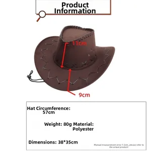 Tabella taglie dettagliata per cappello da cowboy marrone con circonferenza 57cm e poliestere
