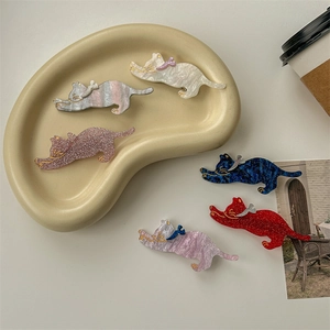 Set di fermagli per capelli giapponesi a gatto con finiture marmorizzate e glitter