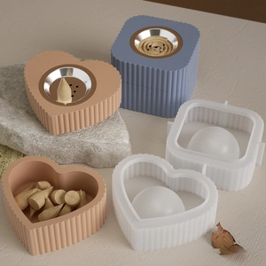Silicone incense burner mold set featuring striped square and heart cement designs