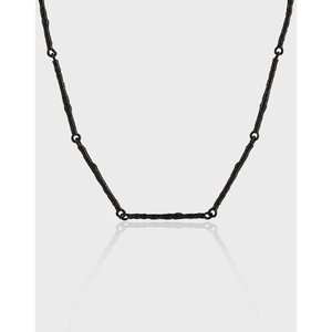 Minimalist S925 Sterling Silver Irregular Texture Twig Necklace For Women Elegant Cool Style Horizontal Bar Pendant Jewelry