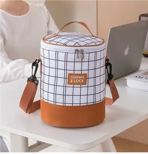 Detail of insulated lunch bag showing the smooth dual zippers and durable top handle
