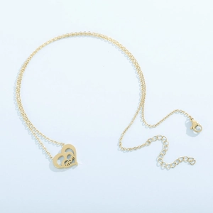 Golden stainless steel double-layered heart MOM pendant necklace for Mother's Day gift