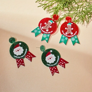 Christmas snowman and gingerbread acrylic earrings set with holiday text and bows