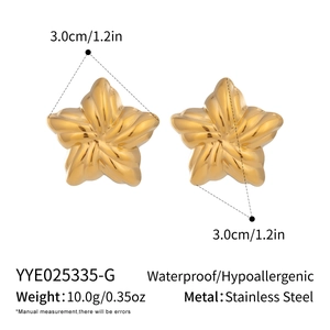Vue détaillée des boucles d'oreilles étoiles en acier inoxydable plaqué or 18 carats