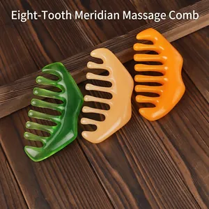 Resin Wide Tooth Massage Comb Head Scalp Meridian Scraper Guasha Tool Stress Relief Ergonomic Hair Care For Women Men