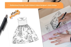 Detailed design sketch showing the Halloween witch dress professional creative process