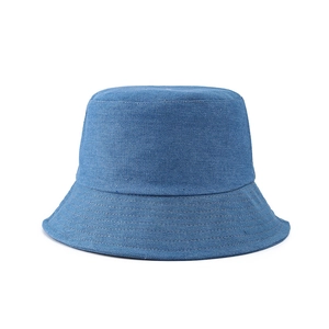 Chapeau bob classique en denim lavé bleu marine avec coutures de bord renforcées