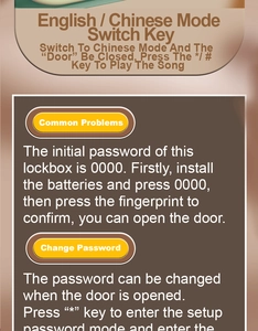 Manuale in inglese per impostare password e impronta digitale nel salvanaio a cassaforte