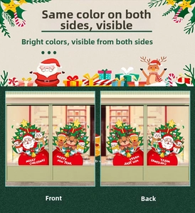 Adesivi natalizi per finestre fronte-retro con Babbo Natale e renna festivi
