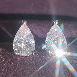 Elegant butterfly heart zircon earrings with pear-cut crystals and silver-tone finish