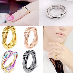 Classic Interlocking Multi Band Ring Titanium Stainless Steel Rolling Trinity Ring For Anxiety Relief Men Women Couple