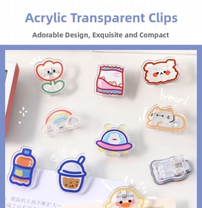 Detailed view of creative cartoon acrylic clips featuring cute bears and tulip designs