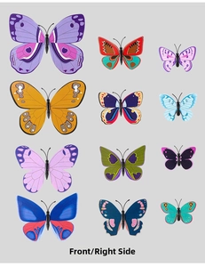 Front view detail of 12 colorful 3D PVC butterfly wall stickers with realistic patterns