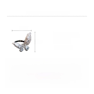 Macro detail of zircon butterfly ring with copper alloy dimensions and material specs