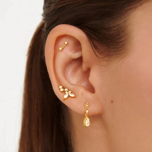 S925 silver needle gold butterfly earrings set with sparkling zircon crystals for women