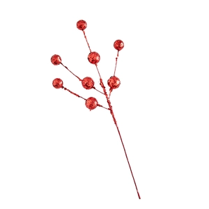 Funkelnde rote Glitzer-Beerenzweige für Weihnachtsbaum und festliche Tischdekoration