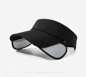 Professional side view of a black quick-dry sun visor hat with adjustable side brims