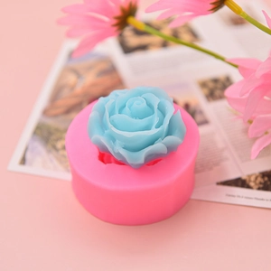 3D rose flower silicone mold for cake fondant and handmade candles in pink design