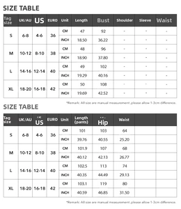 Detailed size chart for women's vacation tank top and casual pants set in CM and inches