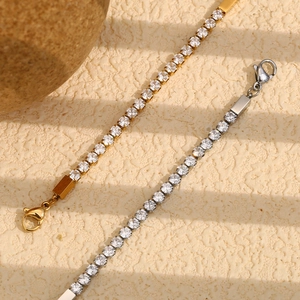 Classic 18K gold and silver plated tennis bracelets with 3mm cubic zirconia stones