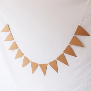 Brown kraft paper bunting banner with 12 triangles for party and wedding decoration