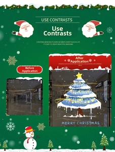 Autocollant de Noël pour vitre avec sapin et texte Merry Christmas pour décoration festive