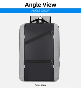 Modern business laptop backpack with USB charging port and waterproof dual zippers