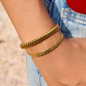 Ensemble de bracelets femme en acier inoxydable plaqué or 18k maille torsadée