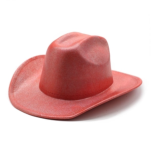 Western Cowboy Hat Sparkly Glitter Shiny Sequin Wide Brim For Party Halloween Stage Performance Costume Unisex