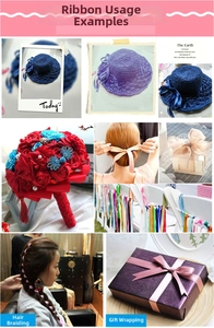 Detail of colorful satin and organza ribbons used for gift wrapping and hair braiding