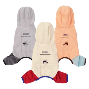 Waterproof hooded dog raincoat with reflective strips and adjustable waist for small dogs